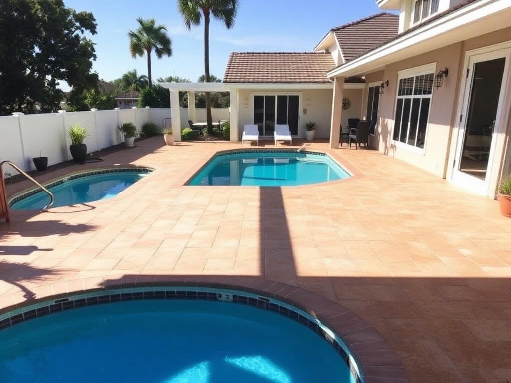 Patio & pool deck after pressure washing