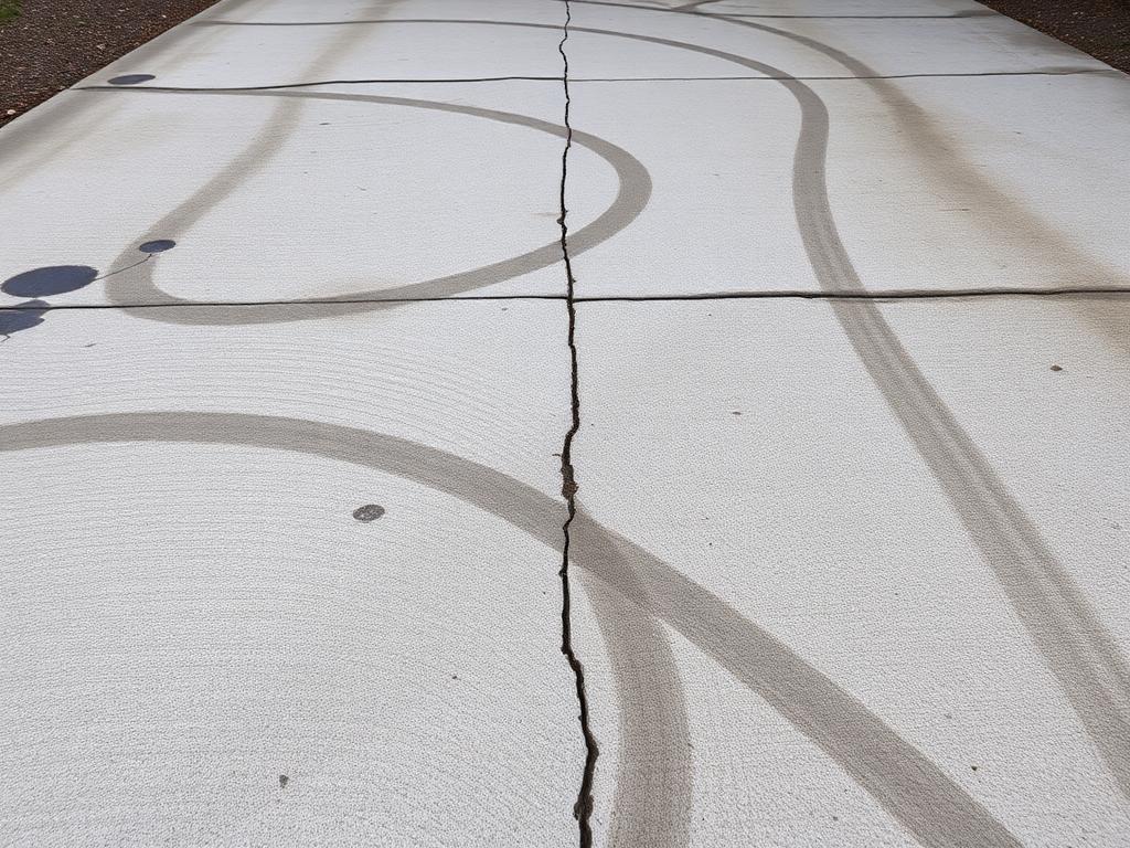 Concrete driveway before pressure washing