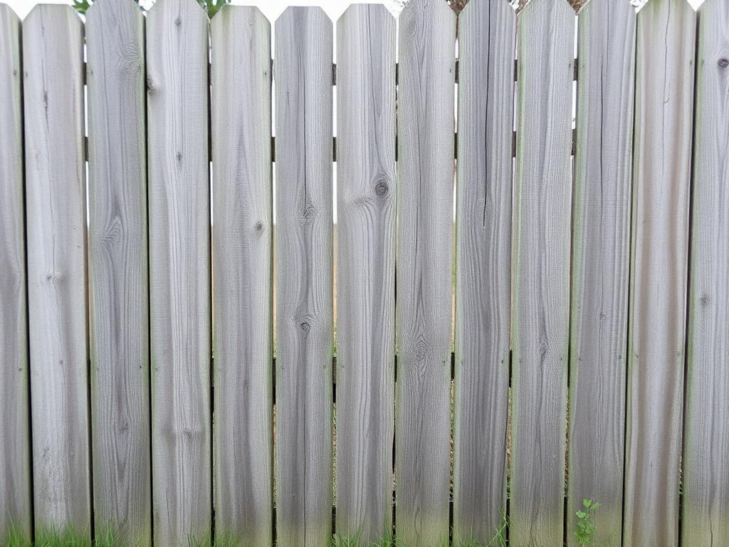 Wood fence before pressure washing
