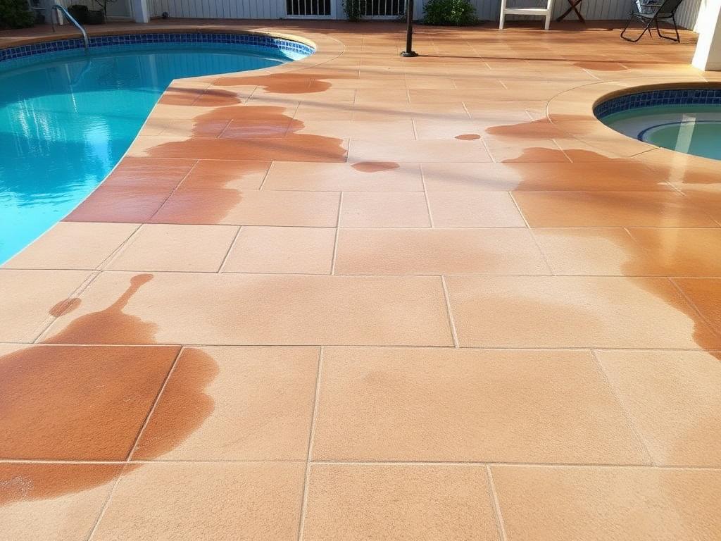 Patio & pool deck before pressure washing